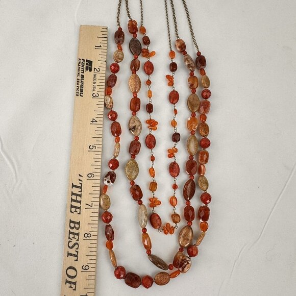 Vintage Coldwater Creek Multi-Strand Beaded Necklace 27-Inch Orange Brown Earthy - Picture 10 of 10